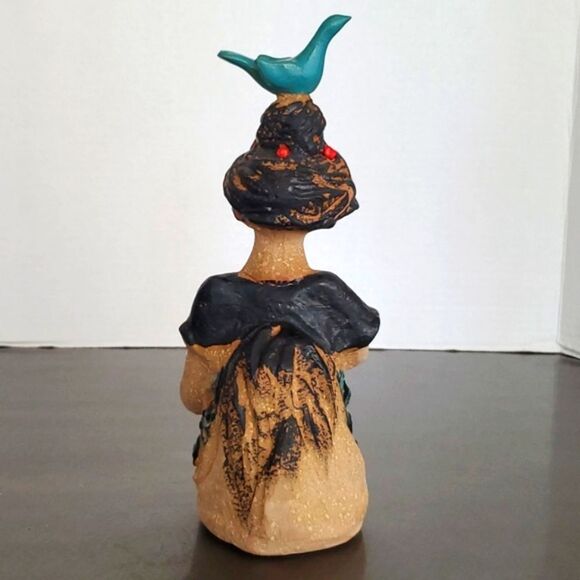 Metlox Poppets by Poppytrail Girl Bird on Head Vintage Stoneware Art Pottery - Picture 3 of 12